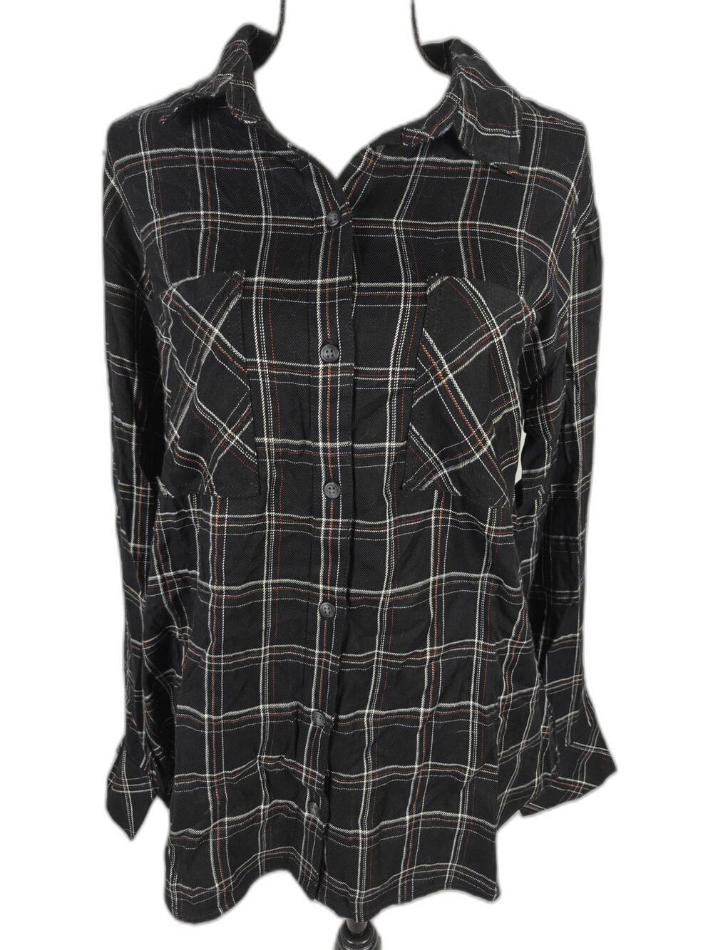 Women’s Sanctuary Boyfriend Shirt Black Plaid Medium NWT